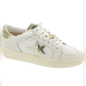 White and Gold Women's Sneakers